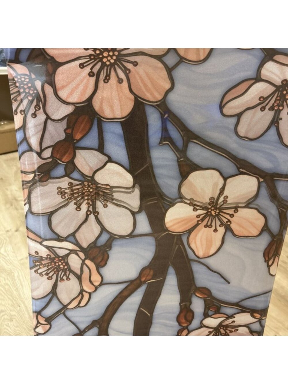 Cherry Blossom Shower Door Stained Glass Film Heat Anti UV